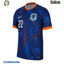 Camisa de Futebol Holanda Denzel Dumfries #22 Equipamento Secundário Europeu 2024 Manga Curta